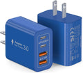 40W USB C Super Fast Charger Cube, 2 Pack PD + QC Charging Block Power Adapter 4 Port Wall Mount Plug for iPhone 16 15 14 13 12, Motorola, LG, Google Pixel 6a/6 Pro/6/5a/5/4/4A Box Brick (Dark Blue)