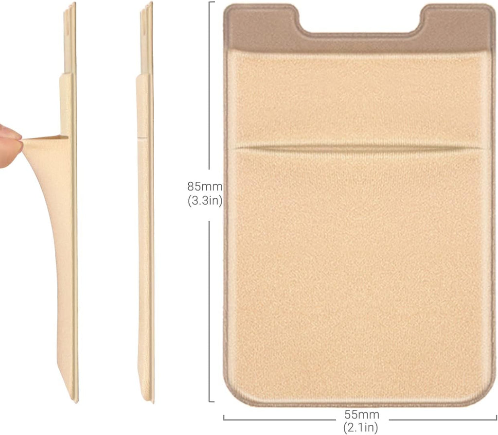2 Pack Stick On Wallet Sleeve Cell Phone Dual Pocket Card Holder Double Pocket Pouch for iPhone Android Smartphone (2 Pack Gold)