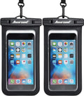 Hiearcool Waterproof Phone Pouch, Universal Case Compatible for iPhone 16 15 14 13 Pro Max Plus Up to 8.3", IPX8 Beach Travel Essentials-Black-2 Pack