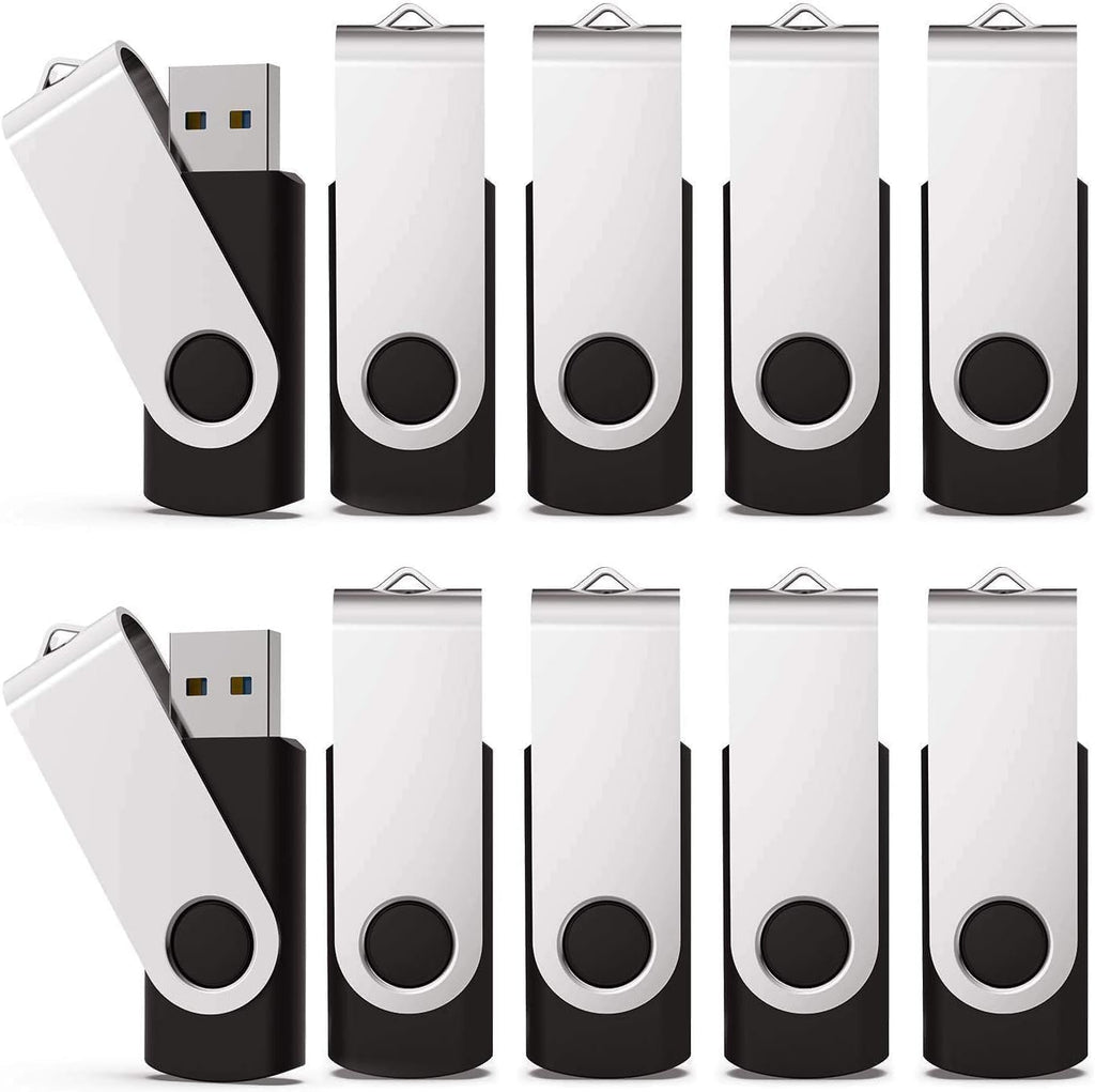 KEXIN 128GB Flash Drive 10 Pack 3.0 Flash Drive Bulk USB Thumb Drive 128 GB USB Drive USB 3.0 Flash Drive with Led Indicator, Black