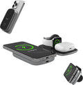 Teton 3 in 1 Wireless Charger with 5000mAh Power Bank,15W Qi2 Foldable Wireless Charging Station for Multiple Devices,Magsafe Travel Charger Stand for iPhone 16/15/14/13 Apple Watch & Airpods
