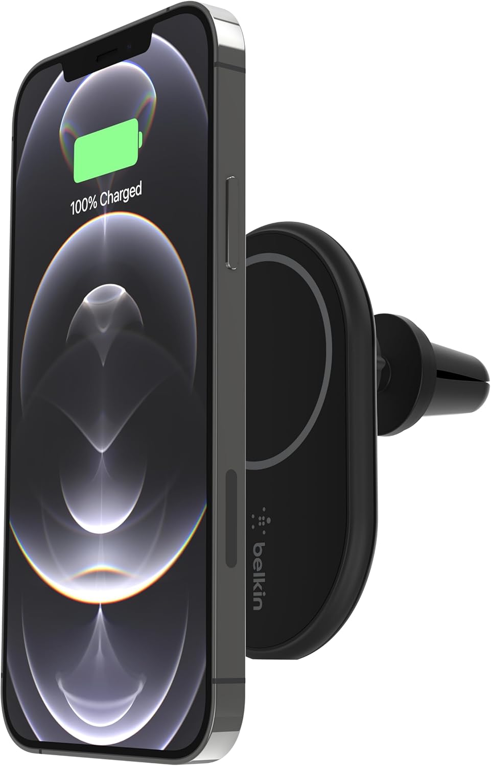Belkin MagSafe-Compatible Magnetic Wireless Car Charger 10W - BoostCharge Pro Wireless Charger, Magnetic Car Vent Phone Mount for iPhone 16, iPhone 15, 14, & 13 Series, Power Supply Included - Black