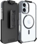 BELTRON Belt Case for iPhone 16, Slim Protective Transparent Case & Rotating Belt Clip Holster Combo (Compatible with MagSafe)