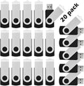 16GB USB Flash Drive KOOTION 20 Pack USB Drive Thumb Drive Bulk USB Stick Swivel for Data Storage, Black