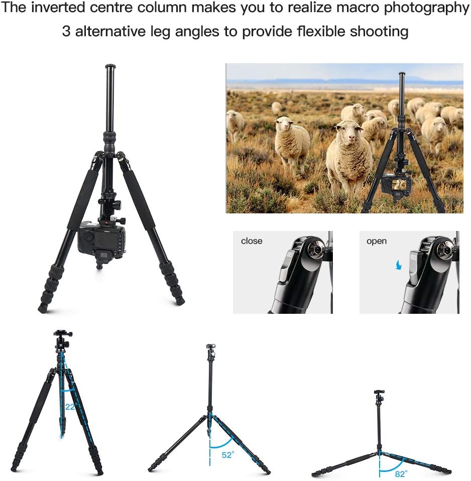 SIRUI Traveler 7A 65.55'' Aluminum Camera Tripod, E-10 Panorama Ball Head and Arca Swiss Quick Release Plate,Load Up to 17.6 lbs,Convertible to Monopod