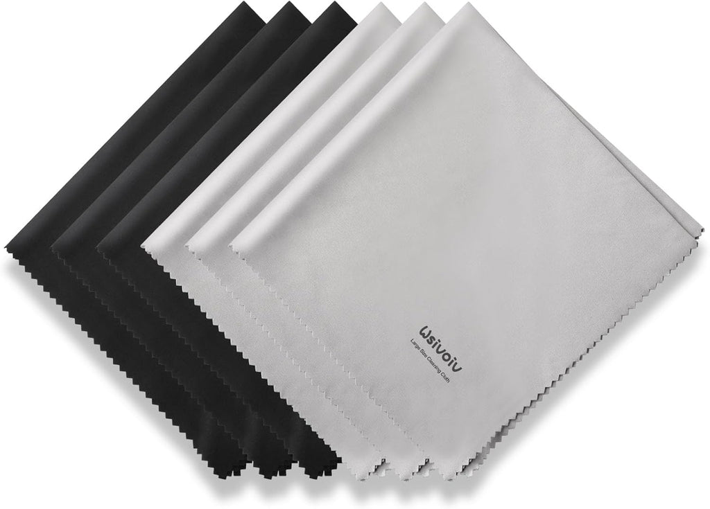 6PCS Large Eyeglass Cleaning Cloths, 12 x12 inches Glasses Cleaner, Individually Wrapped, Premium Microfiber Cleaning Cloth for Glasses, TV, Laptop Screens and Lens, Easier to Grip and Use