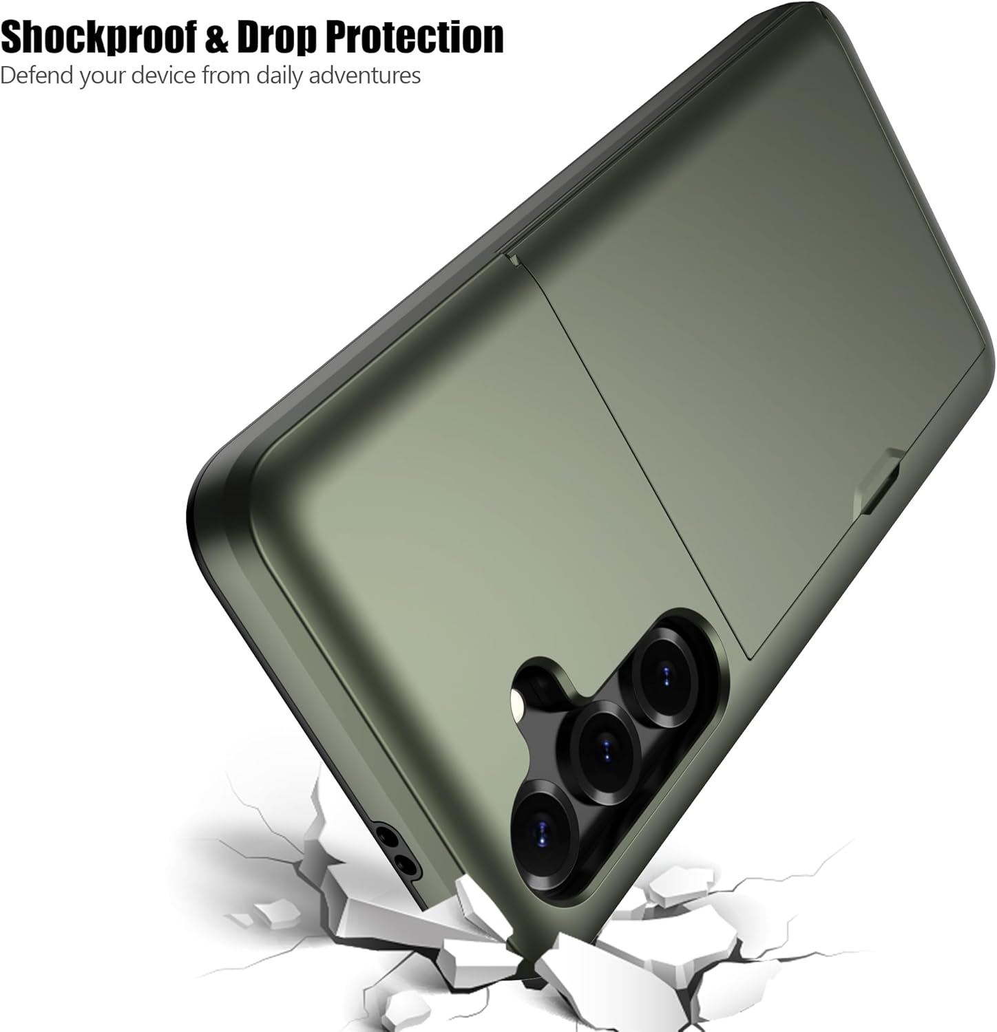 Nvollnoe for Samsung Galaxy S25 Case with Card Holder Dual Layer Heavy Duty Protective Case Hidden Card Slot Slim Wallet Cover for Samsung S25 6.2''(Green)