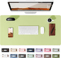 YSAGi Leather Desk Protector, Office Mat, Large Mouse Mat, Non-Slip PU Leather Blotter, Laptop Desk Pad, Waterproof Writing Pad for Office and Home (Peak Green, 47.2" x 23.6")