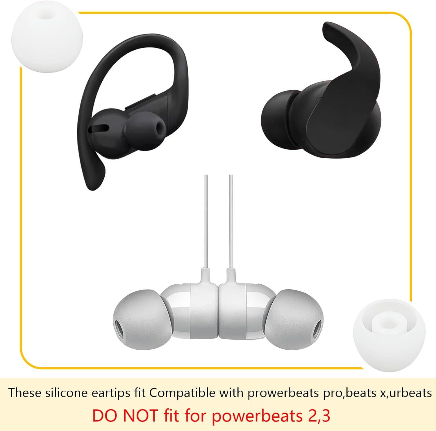 Ear Bud Covers Silicone Replacement Earbud Tips Compatible with Powerbeats Pro Beats Wireless Earphone Headphone Ear Tips 4 Pairs