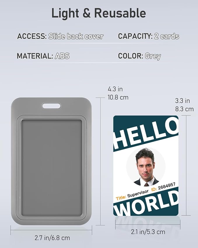 Uniclife 3 Pack Sliding ID Badge Holder Vertical Hard Plastic Case - Image 7