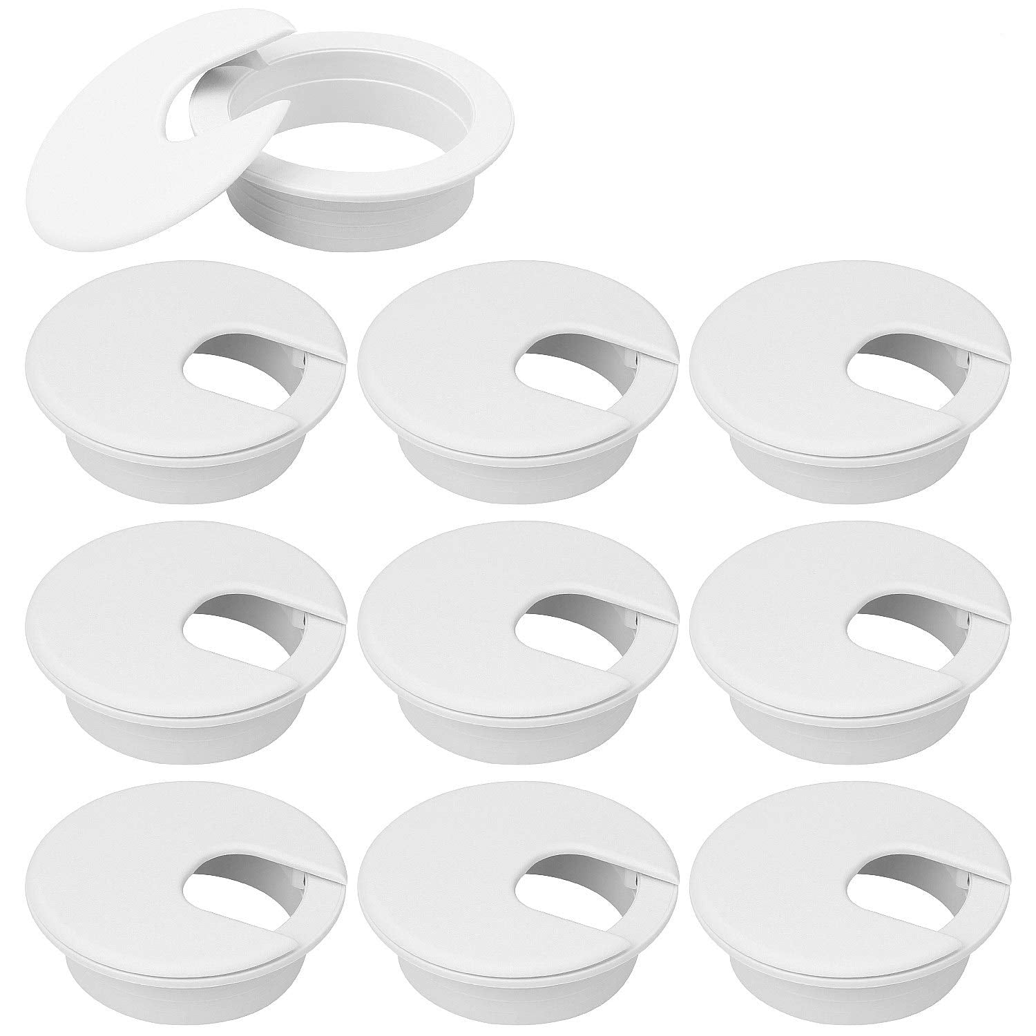 20Pack 2" Black Desk Grommet, HNBun Wire Cable Hole Cover Plug Cap Insert, PC Computer Desk Plastic Grommet Cord Wire Organizer Caps for Hide Office Cords and Cables