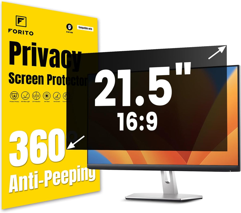 F FORITO 21.5 Inch 16:9 360°Privacy Screen Protector for Computer Monitor, Removable Eye Protection Anti Blue Light Anti Glare Computer Screen Privacy Shield for 21.5" Widescreen Monitors