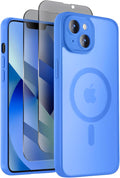Designed for iPhone 13 Case, Compatible with MagSafe, with Privacy Screen Protectors X2, [Camera Protection] [15FT Military Drop Protection] Shockproof Phone Case, 6.1", Blue