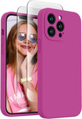 FireNova Designed for iPhone 13 Pro Max Case, Silicone [Camera Protection] Phone Case with [2 Screen Protectors], Soft Anti-Scratch Microfiber Lining Inside, 6.7 inch, Shocking Pink