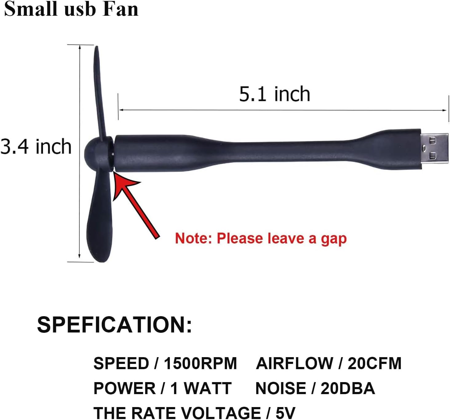 Mini USB Fan, Portable Pocket Fan USB-A Powered Little Cooler, Quiet Operation, for Home Office Car Outdoor Travel- 4 Pack (Black)