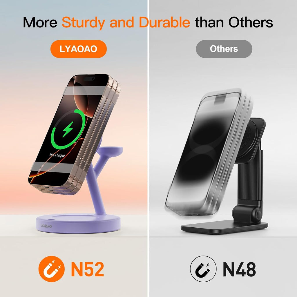 2025 3 in 1 Charging Station for Apple iPhone AirPods Watch with Mag-Safe Charger Wireless Charger Stand for iPhone 16 15 14 13 12 Series AirPods iWatch Series - Gifts for Wife & Husband