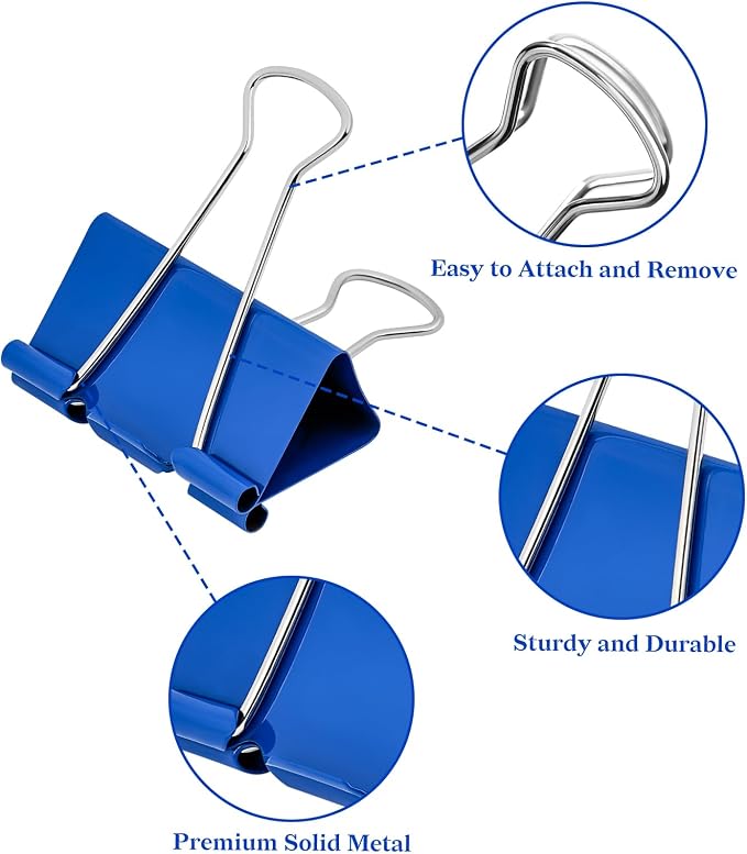 Temiary 24 Pcs Binder Clips, 1.6 Inch Large Metal Binder Paper Clip - Image 3