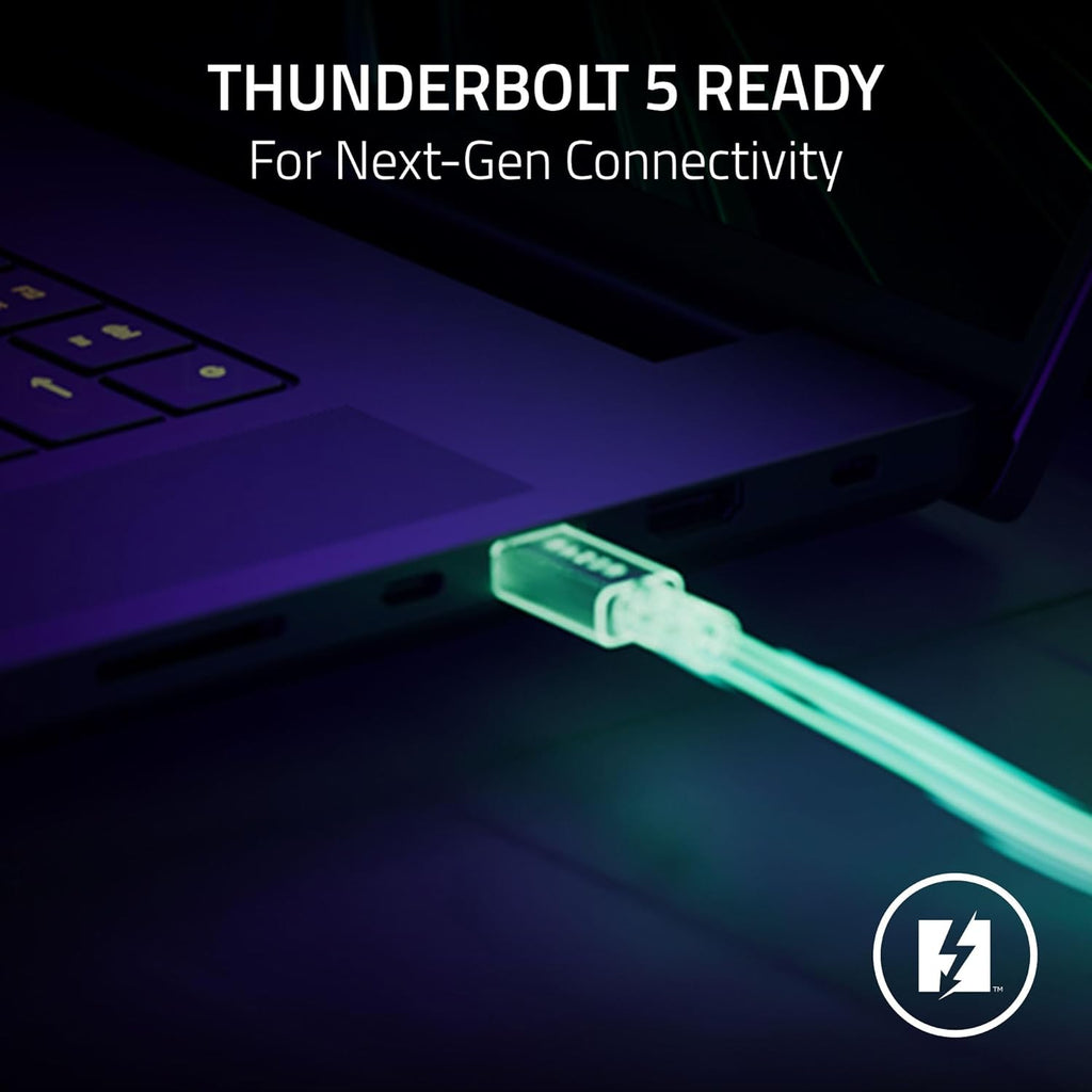 Razer Thunderbolt 5 Dock Chroma: 10 Ports w/M.2 Storage Slot - Triple 4K Displays at 144 Hz or Single 8K at 60 Hz - Thunderbolt Share Enabled - 140W Power Delivery - Connect 3 TB5 Devices - Black