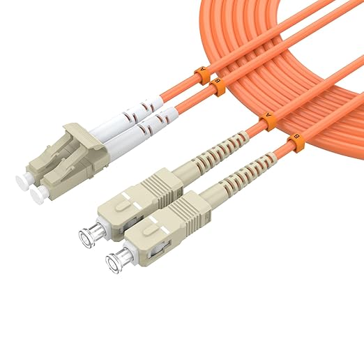 Multimode Duplex OM1 Fiber Patch Cable LC/UPC to SC/UPC 60M/196FT Fiber Optic by lidkew