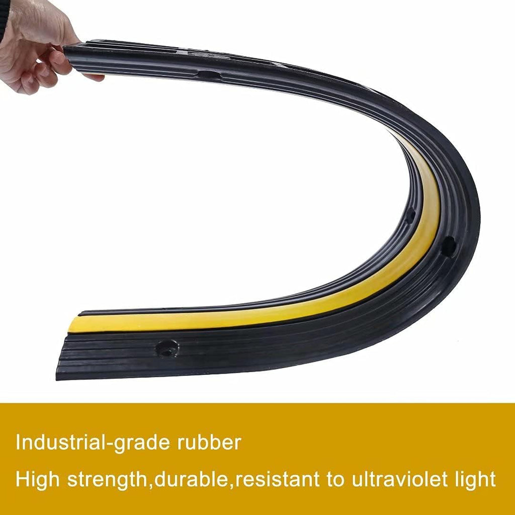 Rubber Cable Ramp Cord Cover Cable Protector Ramps Wire Hose Protective 1 Channel 22000Lbs Load Capacity Traffic Speed Bump for Asphalt Concrete Gravel Driveway Indoor Outdoor, 5 Pack