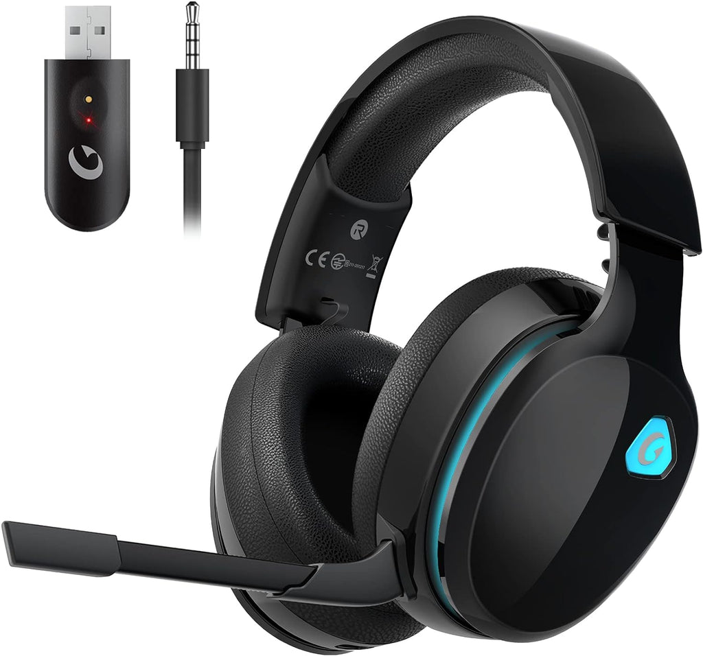 2.4GHz Wireless Gaming Headphones for PS5, PS4 Fortnite & Call of Duty/FPS Gamers, PC, Nintendo Switch, Bluetooth 5.3 Gaming Headset with Noise Canceling Mic, Stereo Sound, 40+Hr Battery -Black