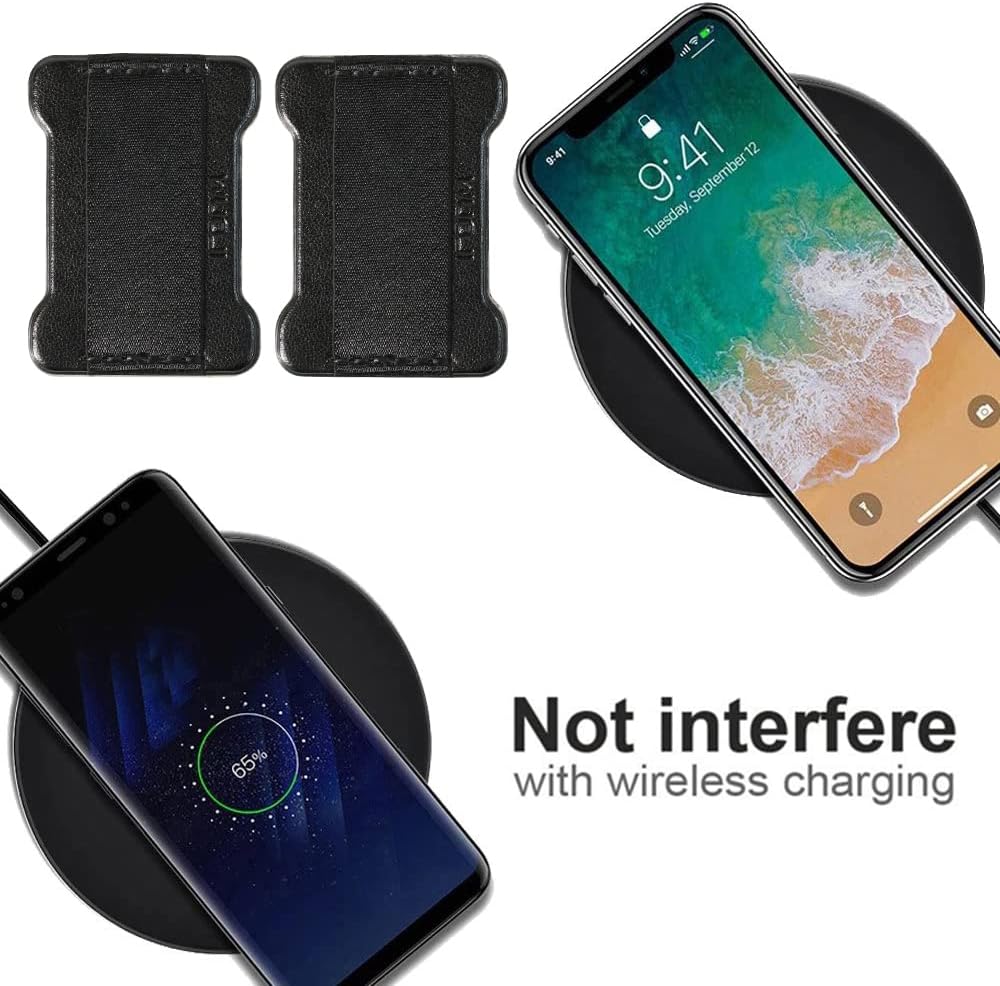 Universal Phone Grip for Smartphones - Phone Holder for Hand for Back of Phone - Wireless Charging Compatible (Black Gold) - 2Pack
