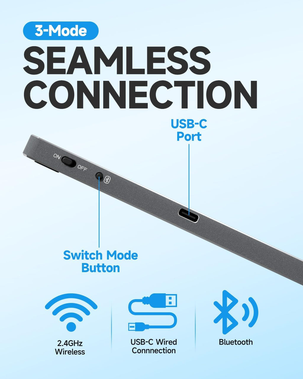 Wireless Bluetooth Trackpad for Windows 10/11, 3-in-1 Connectivity Modes, Support Multi-Touch Gestures, High Precision Control for PC & Laptop (Black)