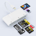 SD Card Reader for iPhone, 5-in-1 Multi iPhone Memory Card Reader for XD, CF, SD, TF, MS Cards, SD Memory Card Reader Adapter for iPhone 14/14 Pro/14 Pro Max/13/12/iPad, Plug and Play