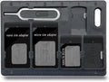 1 Pack SIM Card Holders with Tray Opener Pins, Card Storage Tool Set for Standard Micro Nano Micro-SD Memory Cards, with 3 Card Adapters and 1 Eject Pins - Black
