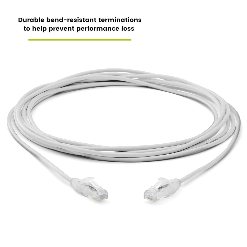 TRUECABLE Cat6 Component Rated Patch Cable, Unshielded (U/UTP), 14ft, White, 28AWG Solid Copper, Snagless 10G High-Speed Ethernet Cable, PoE++ 4PPoE 100W, UL Listed, RoHS-3, 5 Pack
