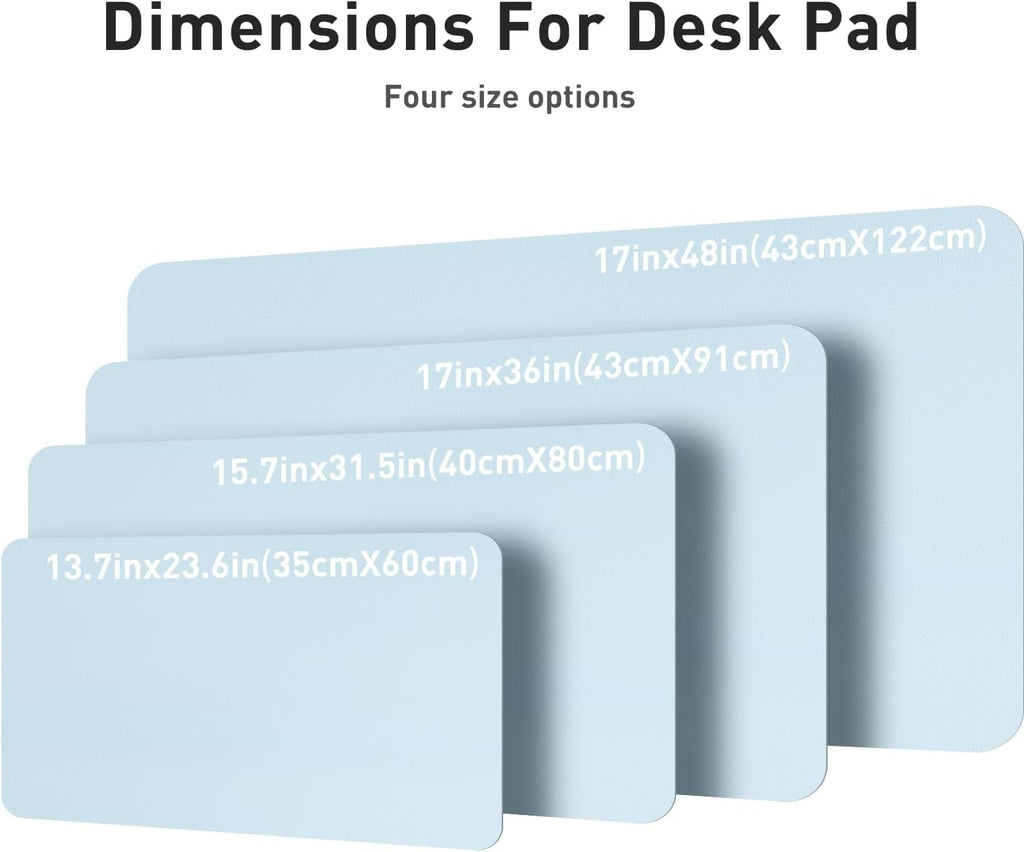 Aothia Leather Desk Pad Protector, Mouse Pad, Office Desk Mat, Non-Slip PU Leather Desk Blotter, Laptop Desk Pad, Waterproof Desk Writing Pad for Office and Home (23.6" x 13.7", Baby Blue)