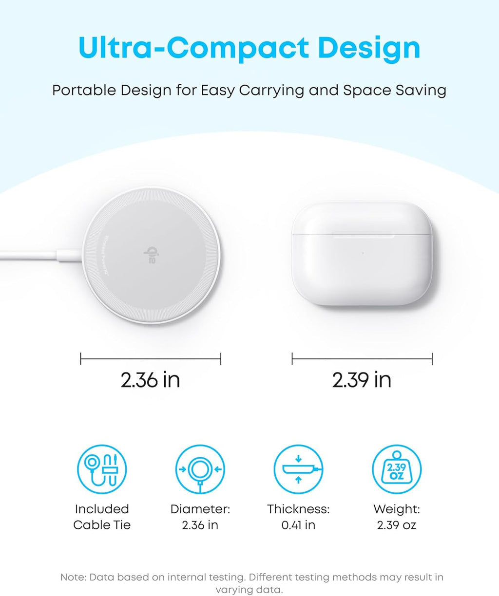 Anker Zolo Magnetic Wireless Charger, Qi2 Certified 15W MagSafe-Compatible Wireless Charging Pad, for iPhone 16/15/14/13 Series, AirPods, and More (Adapter Not Included) (White, 1 Pack)
