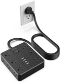 Power Strip Surge Protector, Flat Extension Cord Indoor 20 Feet, HUNIAN 12 Widely Spaced Outlets with 6 USB Charger (2 USB C Ports), Desk Charging Station for Home Office Supplies, Dorm Room, Black