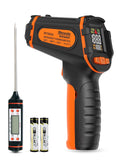 Mecurate Digital Infrared Thermometer Gun Non Contact Laser Temperature Gun -58℉～1112℉(-50℃～600℃) Adjustable Emissivity & Max Measure for Cooking/BBQ/Freezer with Food Thermometer