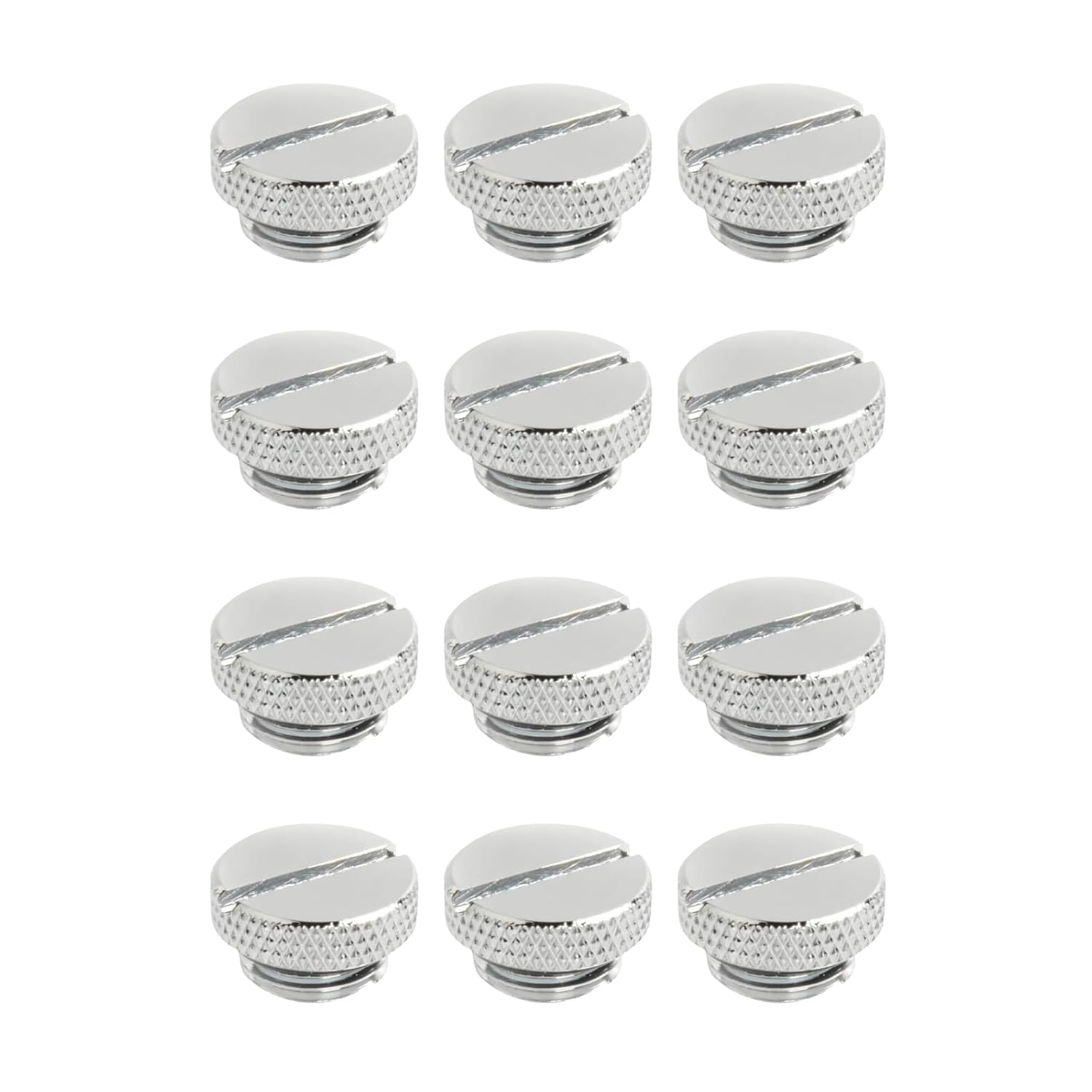 Dracaena.io 12 Pack G1/4" Thread, Thin Water Stop Plug Fitting with Coin Slot for Computer Water Cooling System, Durable Brass/Copper Material, Silver