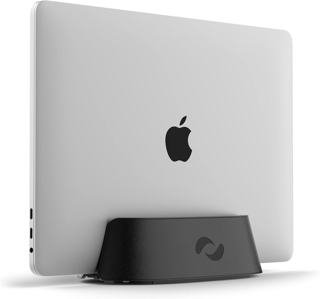 HumanCentric Vertical Laptop Stand in Black Aluminum, Upright Adjustable Holder and Dock, Laptop Vertical Stand Fits MacBook Pro and Other Laptops .5" to 1.5", Clamshell Compatible