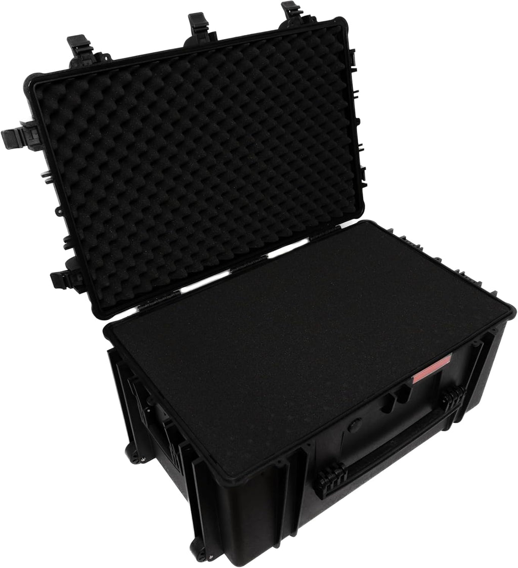 Valkyrie V133 Waterproof Rolling Hard Case with Foam - Camping Storage Box for Cameras, Drones, Accessories - Waterproof Tool Box with Lock Hardware, Large Hard Case (Black, 33.5 x 22.2 x 16.9)