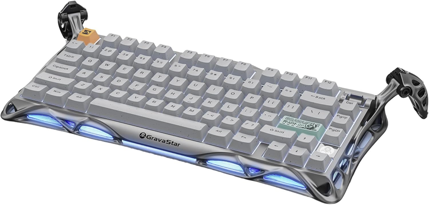 GravaStar Mercury K1 Pro Wireless Gaming Keyboard, Aluminum Alloy, 75% Layout Custom Keyboard, Designed for Durability & Unique Aesthetic (Gray)