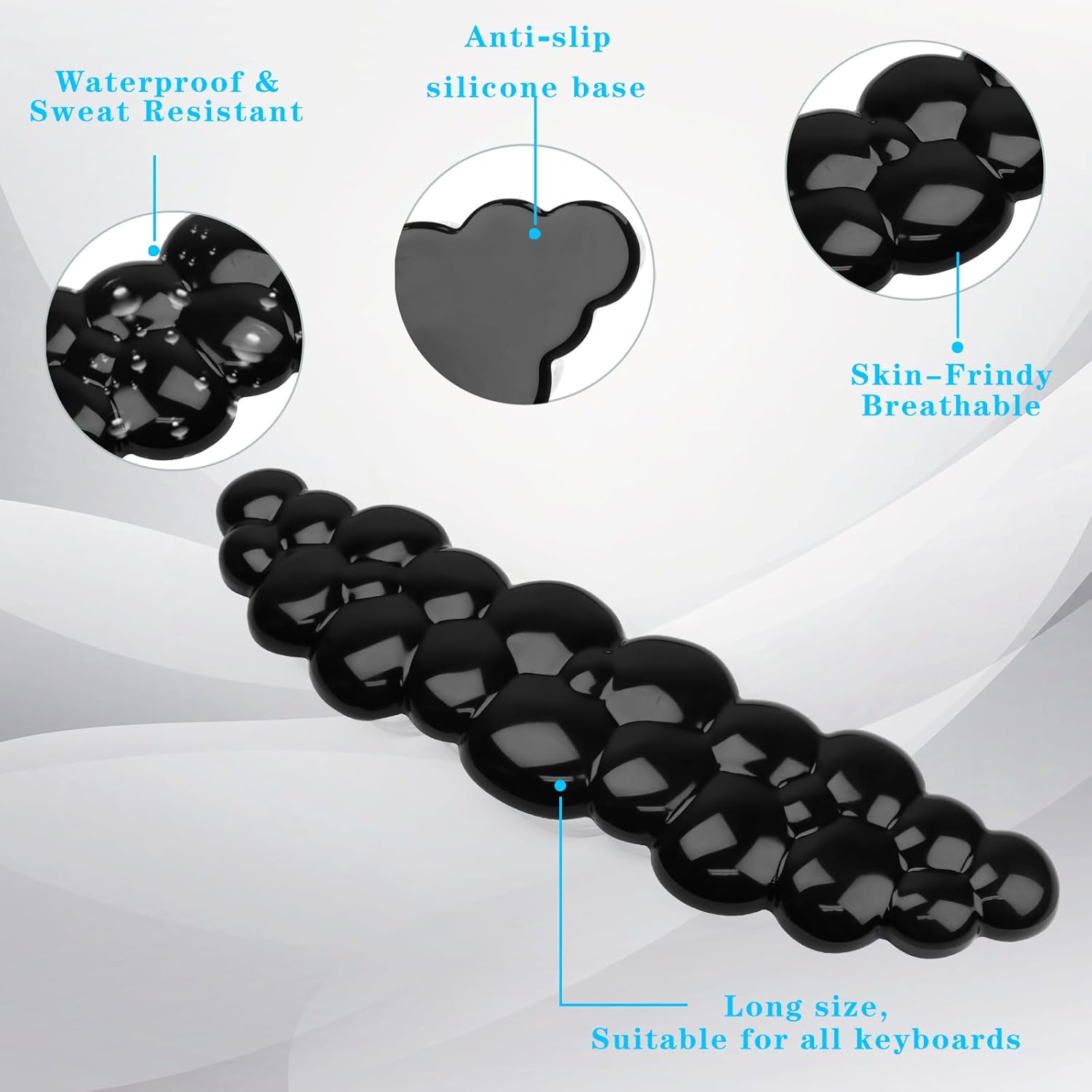 Gel Cloud Keyboard Wrist Rest, Cute Wrist Support and Arm Support Keyboard Rest for Keyboard Typing Pain Relief，Suitable for Office/Computer/Laptop/Gaming（Keyboard Wrist Rest Black ）
