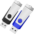 4GB Flash Drive 2 Pack, Wooolken USB 2.0 Thumb Drives Memory Stick with LED Light and Lanyards for Storage and Backup (Black Blue)