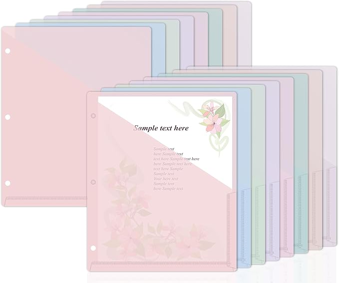 48 Pack Binder Pockets for 3 Ring Clear Pocket Divider Folders for 3 Hole by gisgfim