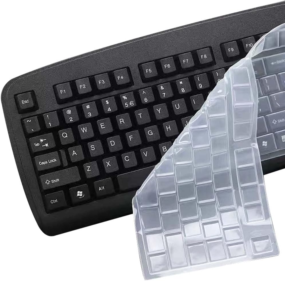 Ultra Thin Desktop PC Silicone Clear Keyboard Cover Skin Protector for 104/107 Keys Standard Desktop Keyboard, Waterproof, Dustproof, Reusable