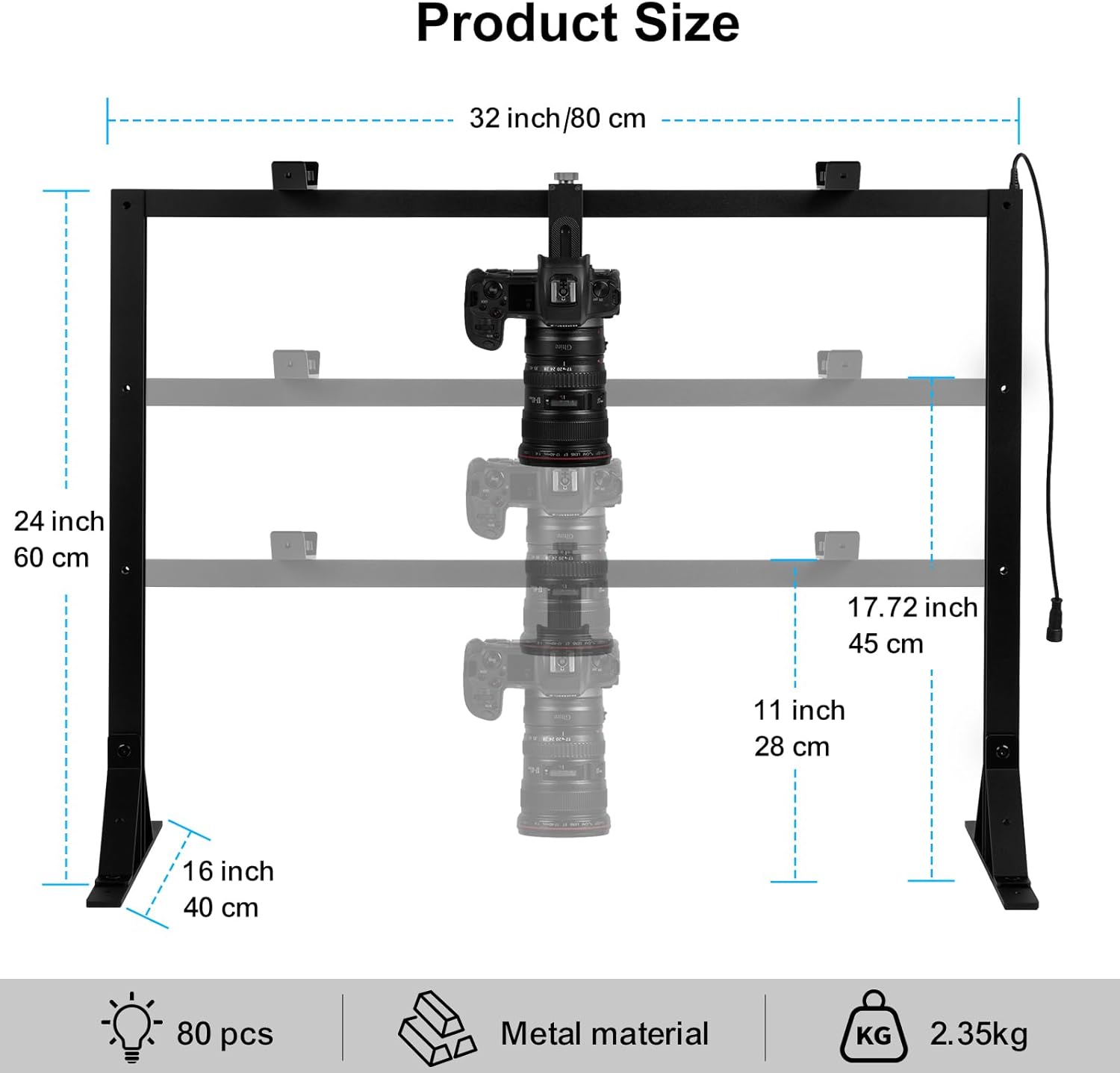 Overhead Camera Desk Mount Rig with 5600K Continuous LED Lighting - Top-Down Shooting Stand for Product Photography, Live Streaming - Universal Fit for DSLR, Mirrorless Cameras & Smartphones