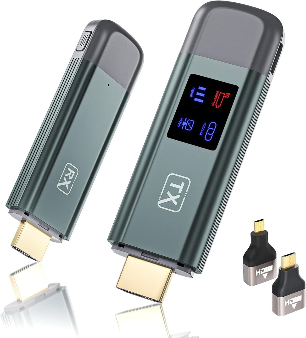 Wireless HDMI Transmitter and Receiver, TTQ Wireless HDMI Extender 4K Supported, Metal Housing, LED Display, 100FT Range, 2.4G&5G, for PC/Laptop/Camera/HDTV/Projector/TV Box