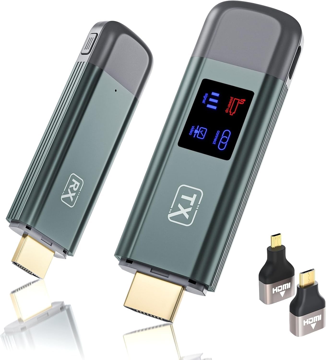 Wireless HDMI Transmitter and Receiver, TTQ Wireless HDMI Extender 4K Supported, Metal Housing, LED Display, 100FT Range, 2.4G&5G, for PC/Laptop/Camera/HDTV/Projector/TV Box