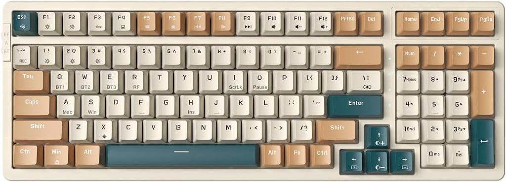 Wireless Mechanical Keyboard, Triple Mode 2.4G/USB-C/BT Gaming Keyboards 100 Keys RGB Backlit, Brown Switch Rechargeable | Brown Combo