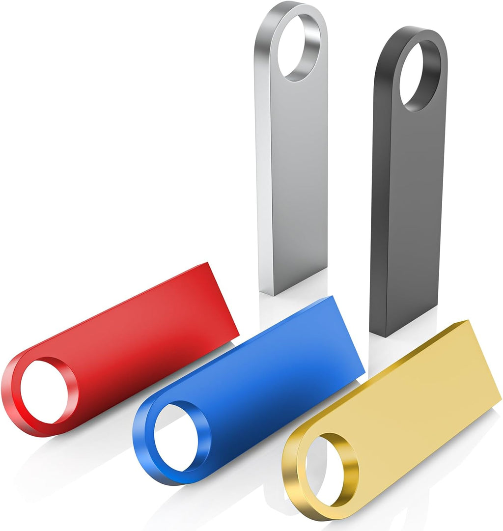 5 Pack 4GB USB Flash Drive with Keychains, Wooolken Sleek Metal USB 2.0 Thumb Drives Memory Stick for PC Laptop Computer