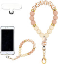 Marble Silicone Beaded Phone Wrist Strap, Cellphone Lanyard with Tether Tab, Elastic Hands-Free Wristlet Bracelet
