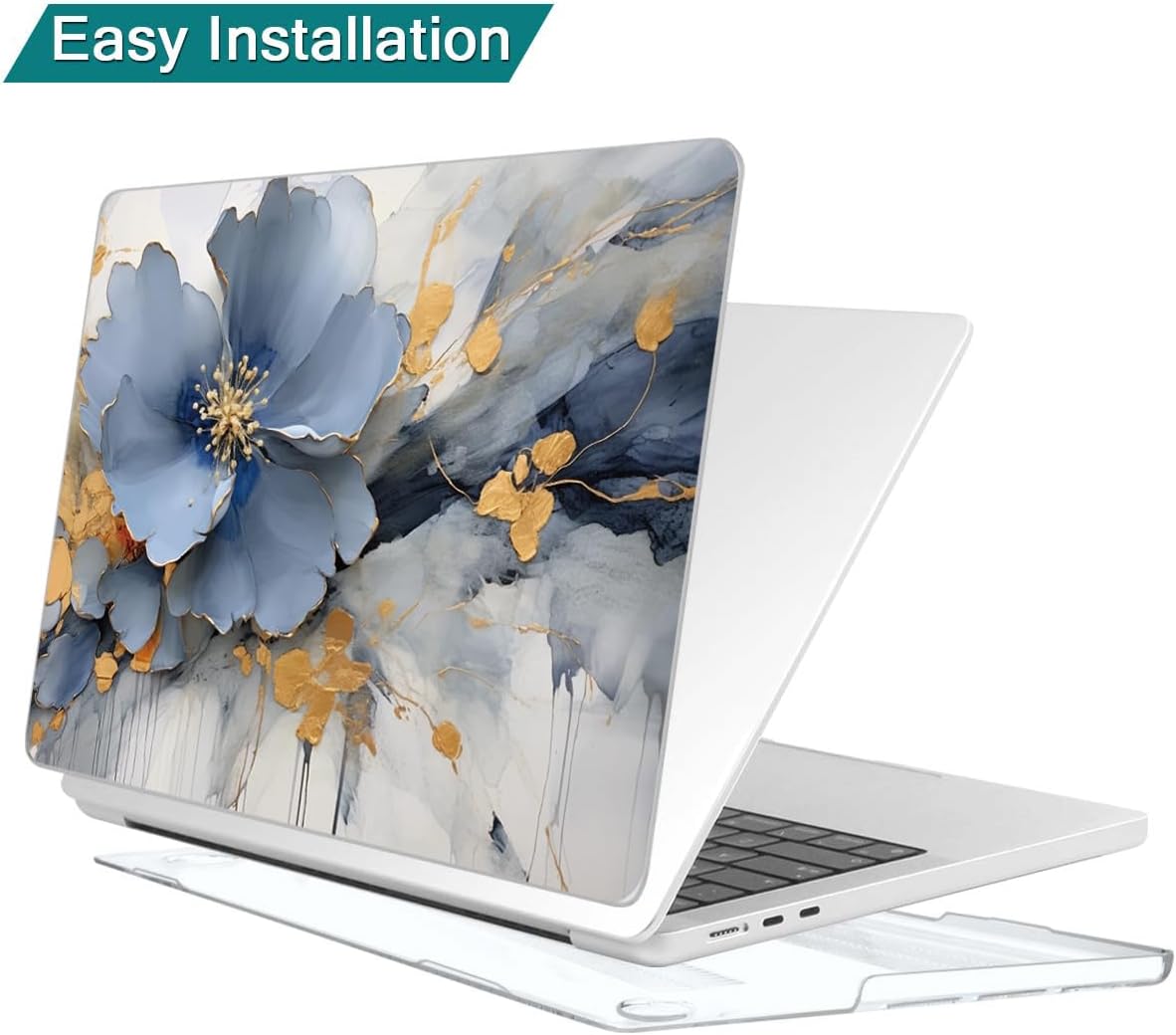 Teryeefi Compatible with M2 M1 MacBook Pro 13 inch Case A2338 A2251 A2289 A2159 A1989 A1706 A1708 (Release 2016-2020 2022),Protective Slim Cover+Keyboard Cover for MacBook Pro 13 Touch Bar, Art Floral