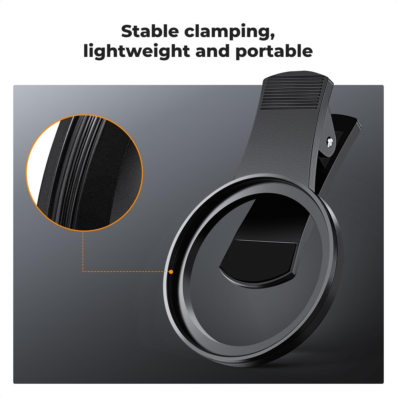 K&F Concept 67mm Clip-on Black Diffusion 1/4 Phone Camera Lens Filter Kit, Mist Cinematic Effect Filter Compatible with iPhone 16 15 14 13 12 11, for Video/Vlog/Portrait Photography